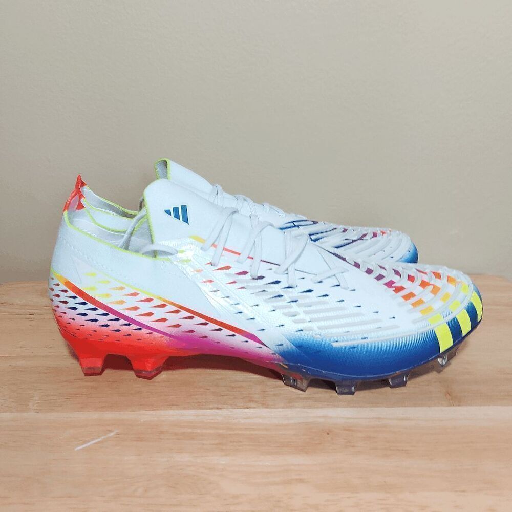 Adidas Predator Edge.1 L AG Soccer Cleats White Multicolor GZ6107 Women's 9.5